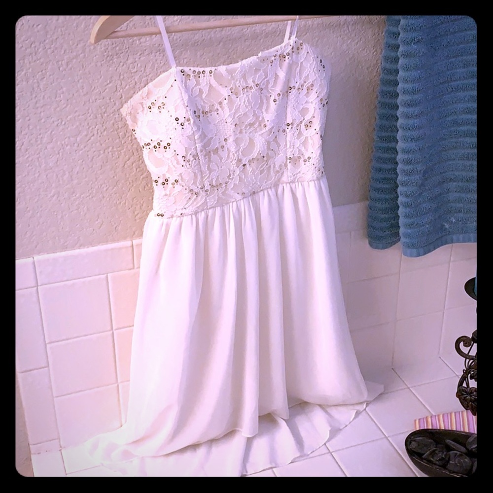 City Triangles Cream Sleeveless High Low Dress